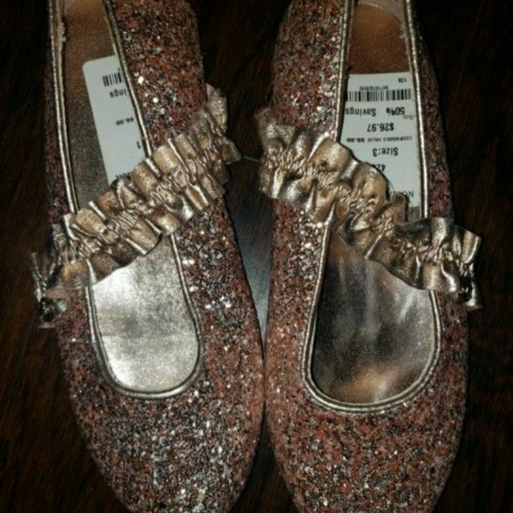 Glittery Gold Dressy Shoes